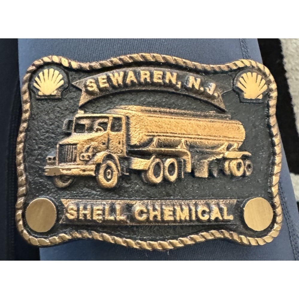 Shell Chemical Trucking‎ Transport Vintage 1980s Belt Buckle Brass Plated
